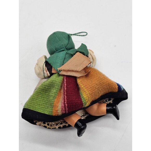 Vintage German Celluloid Folk Art Doll Hanging Christmas Tree Ornament - Picture 5 of 10